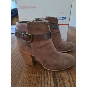 Sz 8 Limelight Jena Brown Side Zip Chunky Stacked High Heel Ankle Boots Booties